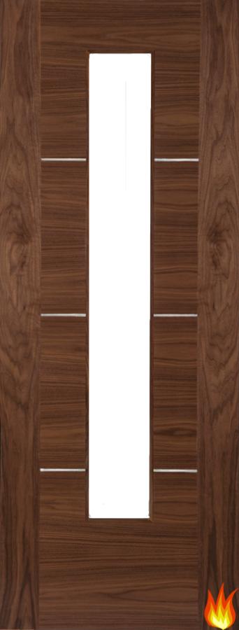 Nova 1-Light Internal Walnut Fire Door with Clear Glass (Pre-finished) FD30